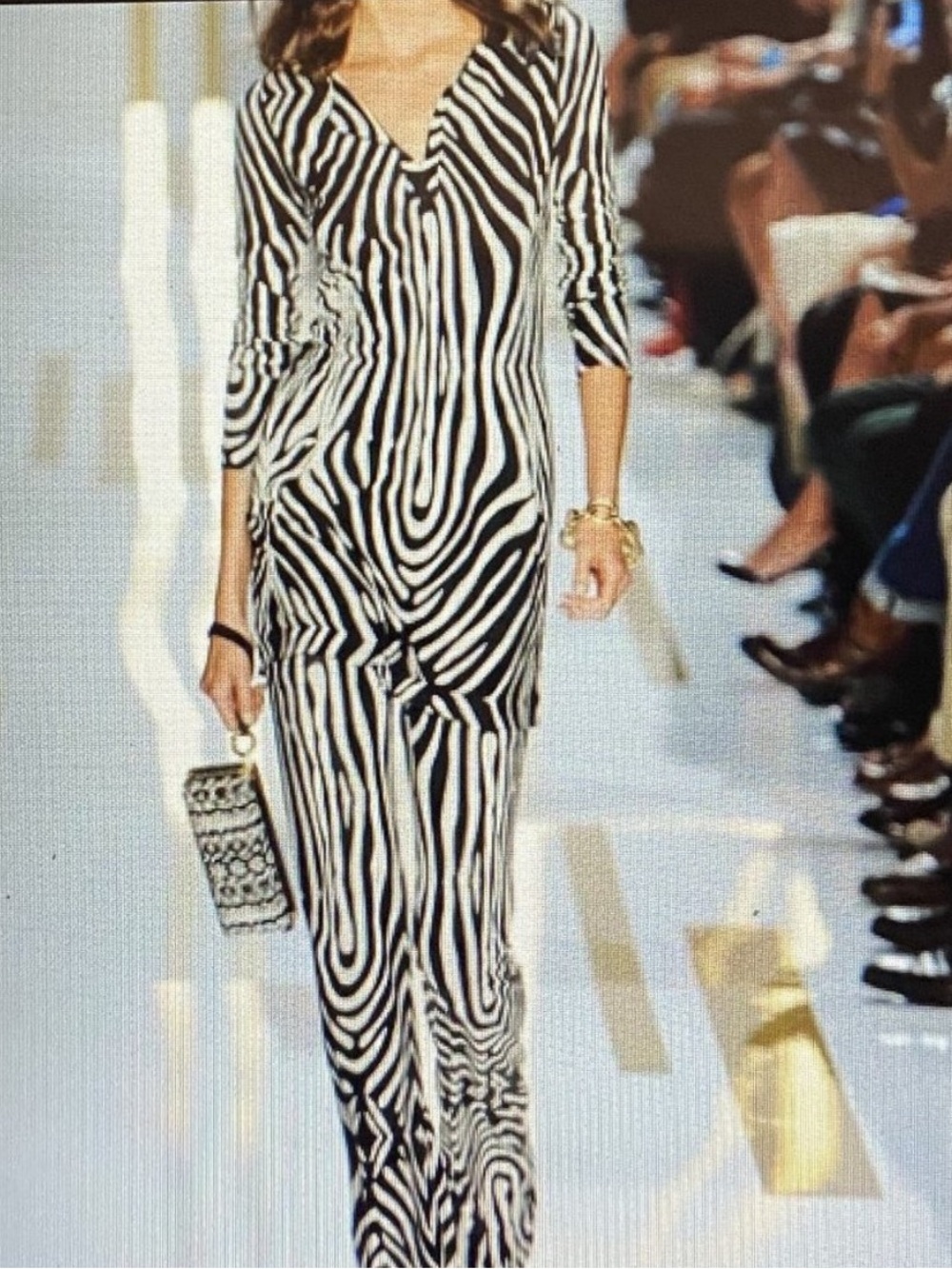 Diane Von Furstenberg Black and White Zebra-Print Jumpsuit
